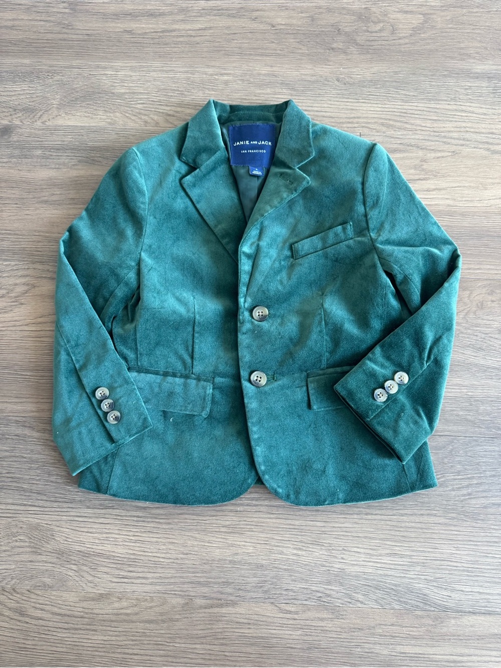 Janie and Jack Boys' Green velvet Blazer Jacket Sz 4 worn once